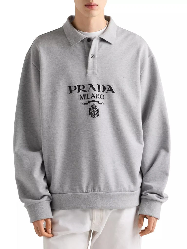 Prada Long-Sleeved Cotton Polo Shirt 3