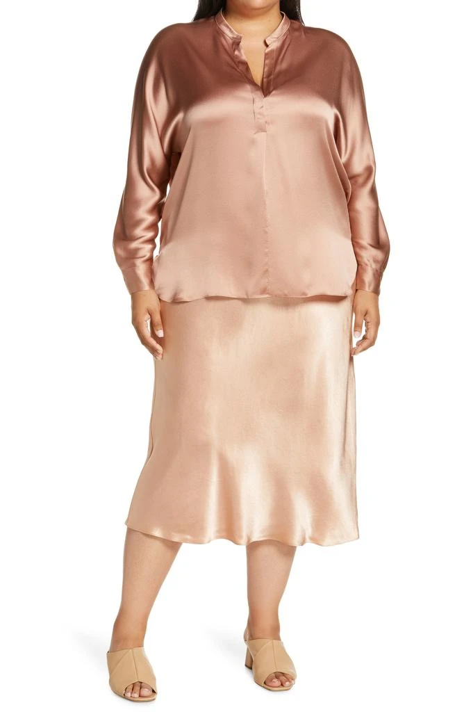Vince Side Slit Satin Midi Skirt 7