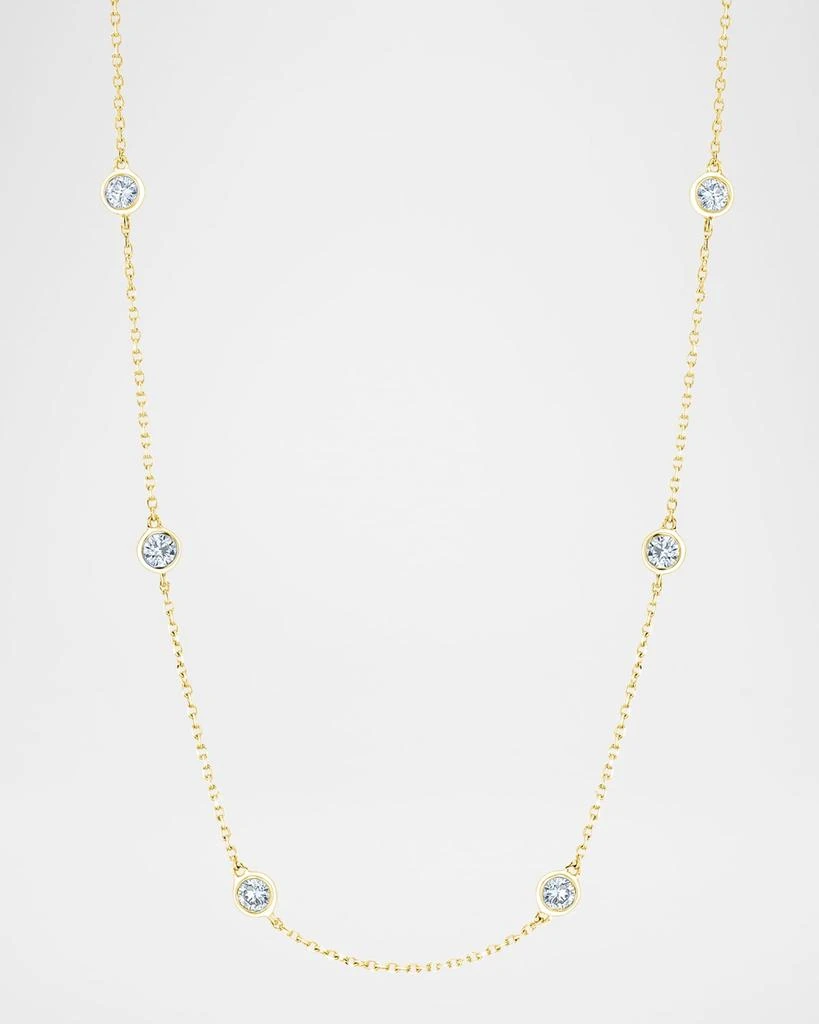 Neiman Marcus Diamonds 18K Gold Handmade Bezel Diamond Station Chain Necklace, 16"L, 0.80tcw