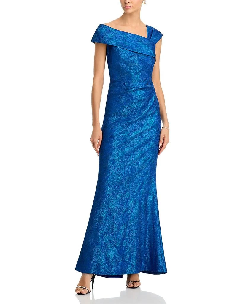 Teri Jon Metallic Jacquard Stretch Gown 1
