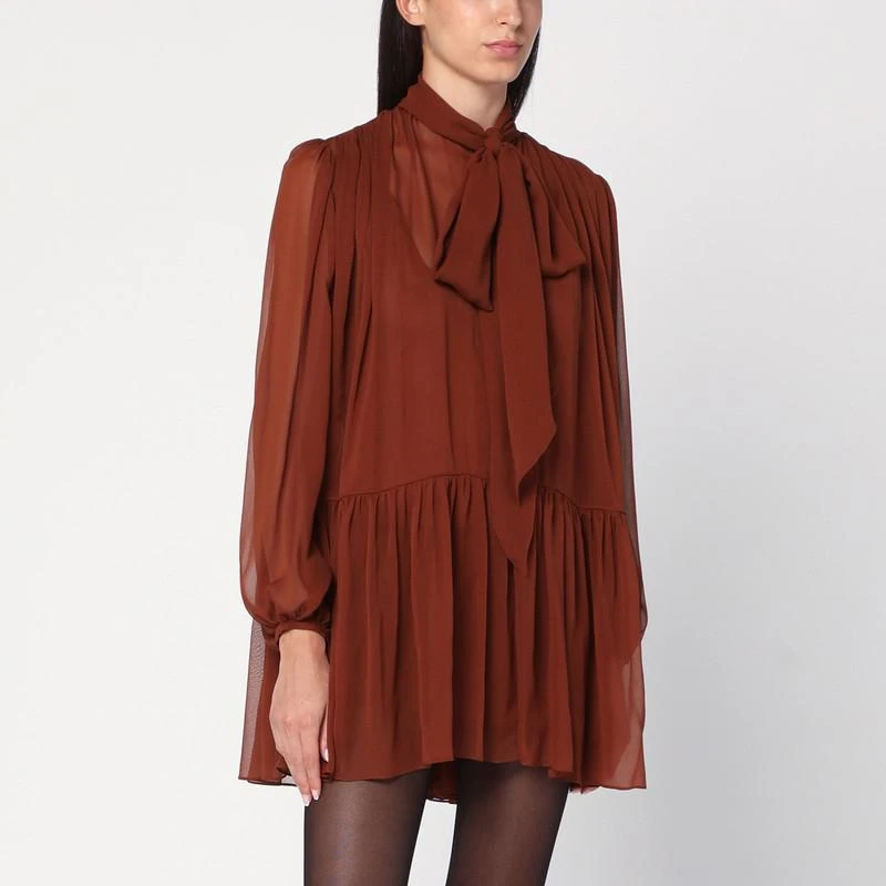 Yves Saint Laurent Rust-colored lavallière silk dress 1