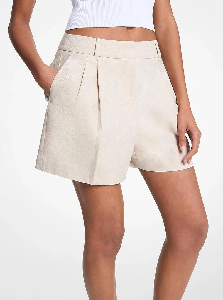 Michael Kors Pleated Linen and Cotton Shorts