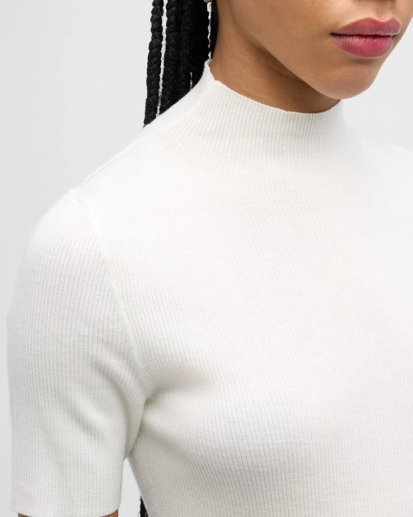 Theory Leenda Regal Merino Wool Short-Sleeve Mock-Neck Top 5
