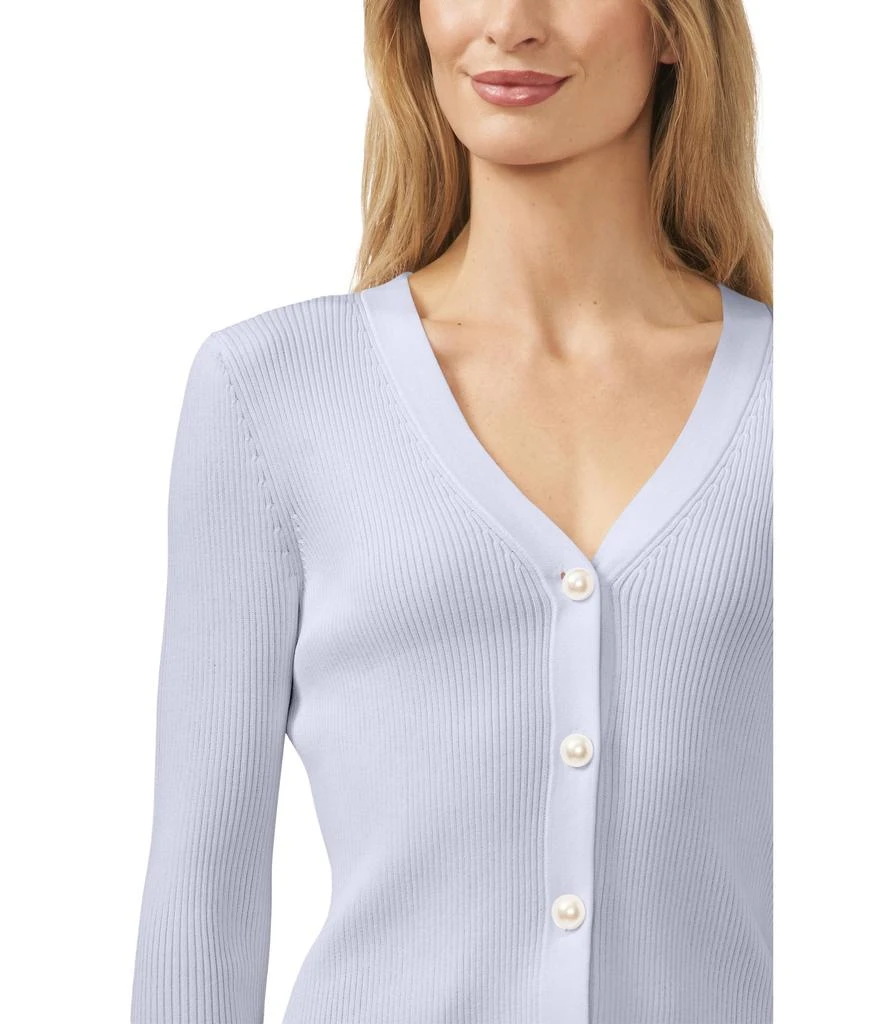 CeCe Ribbed Pearl Button Cardigan 3