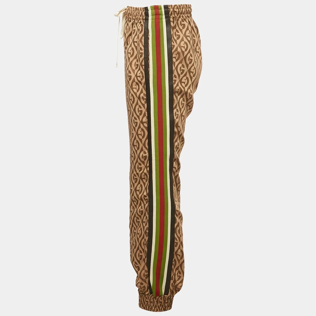 Gucci Gucci Brown Leather Trim Jacquard Track Pants M 2