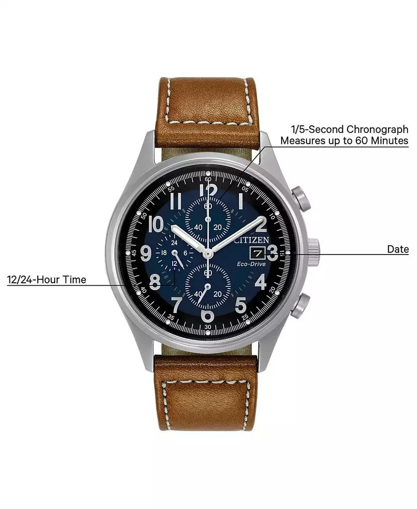 Citizen Men's Eco-Drive Chronograph Brown Leather Strap Watch 42mm CA0621-05L 6