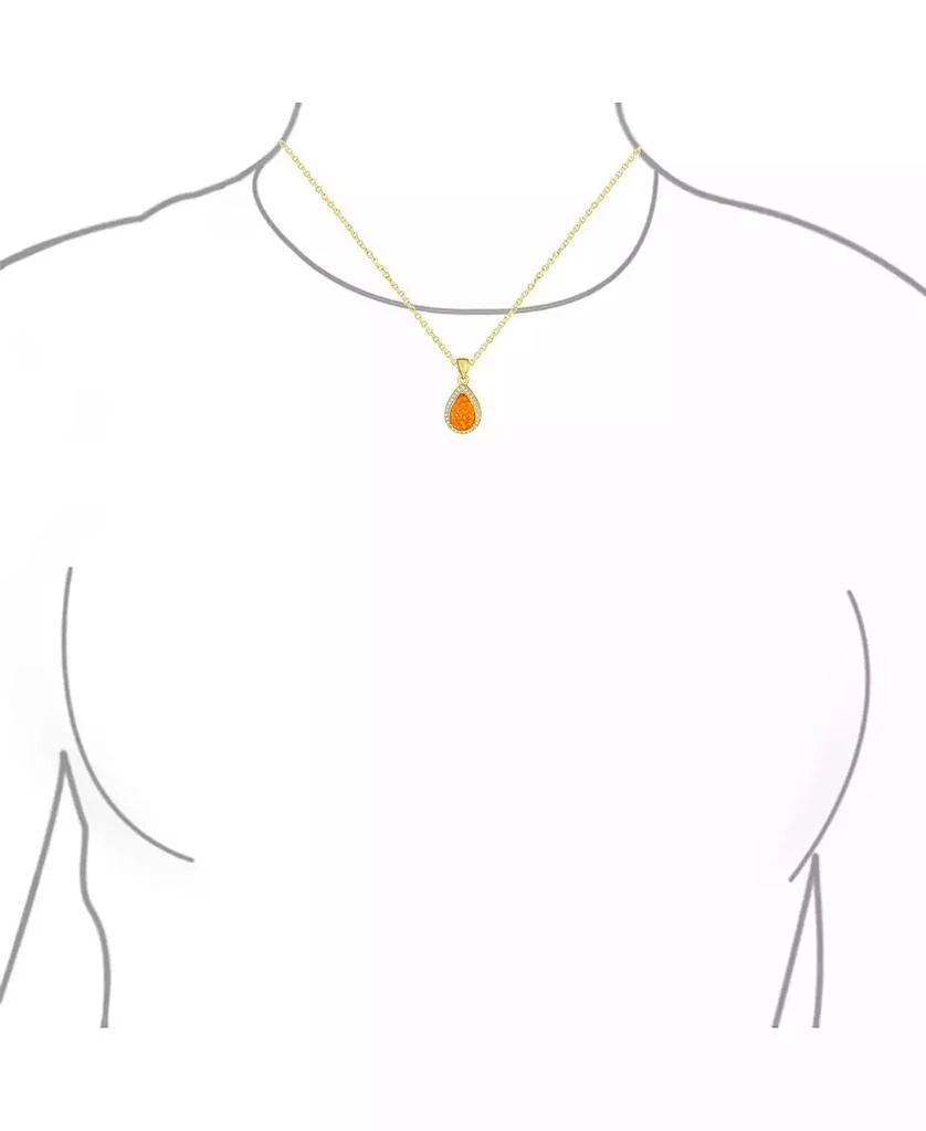 Bling Jewelry Necklace with CZ Accent and Opal Teardrop Pendant in Sterling Silver 2