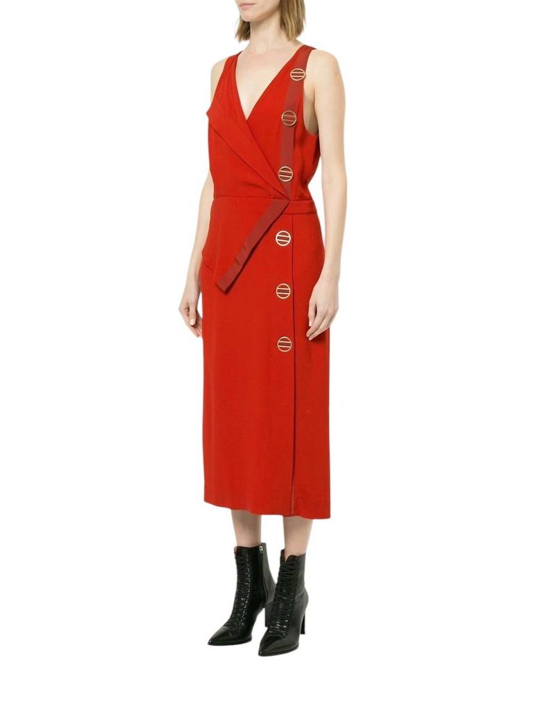 Dion Lee Folded Satin Crepe Sleeveless Midi Dress In Red