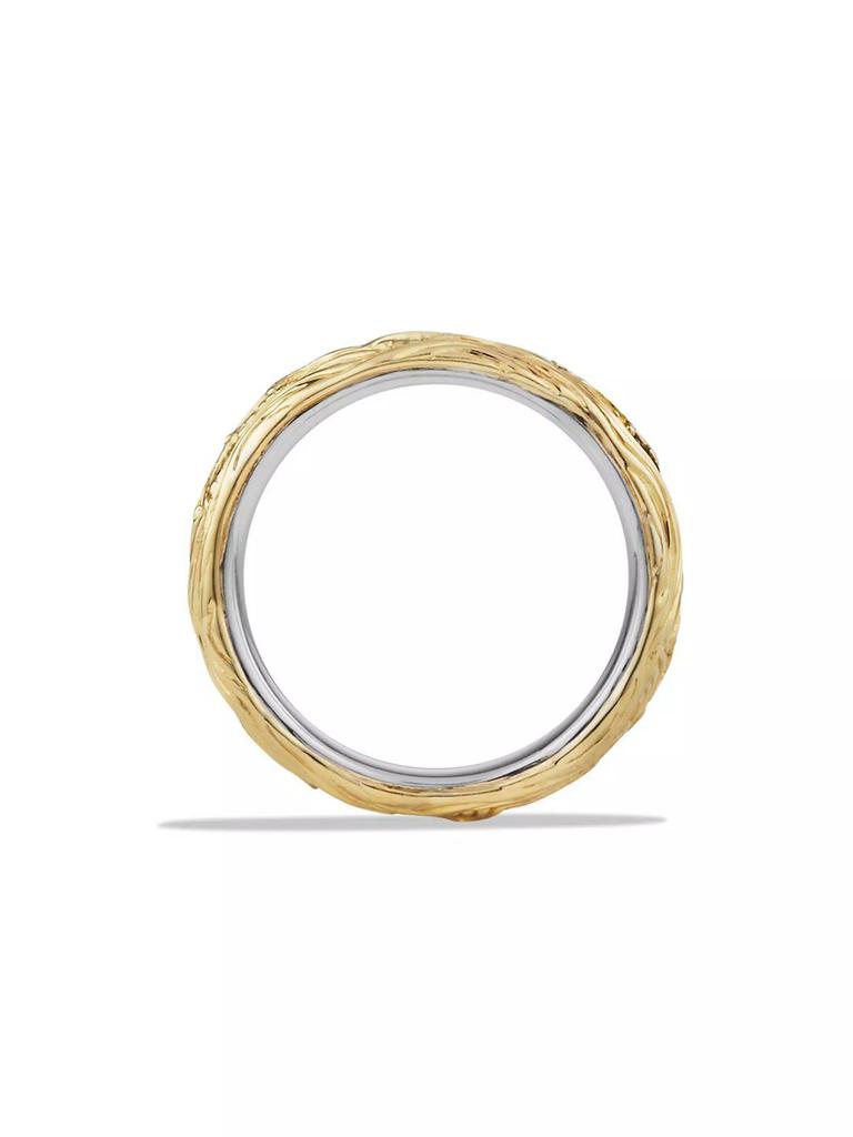 David Yurman Waves Band Ring with 18K Yellow Gold and Pavé Black Diamonds