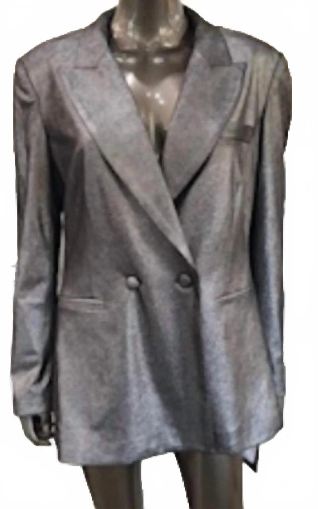 Insight Editions Women's Metallic Vegan Blazer Jacket In Grey 2
