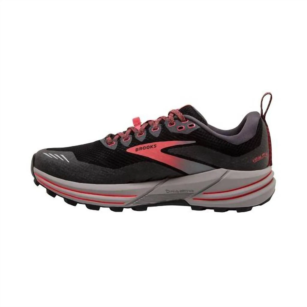 Brooks Women Cascadia 16 Gtx Trail Running Shoes - Medium In Black/black Pearl/coral 2