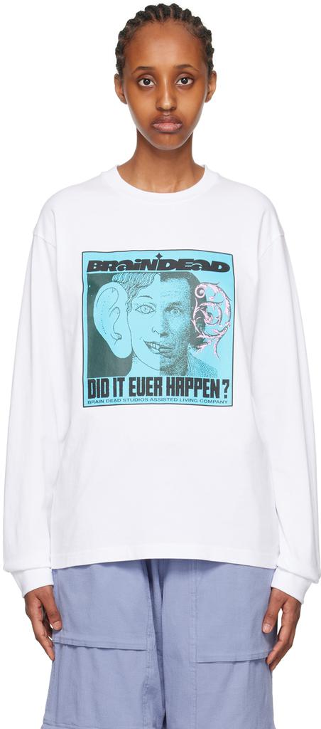 Brain Dead White 'Did It Ever Happen?' Long Sleeve T-Shirt