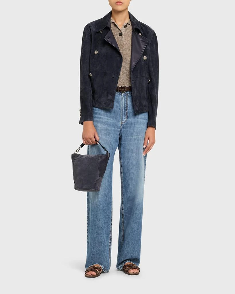 Brunello Cucinelli Metallic Linen Short-Sleeve Polo Shirt 2