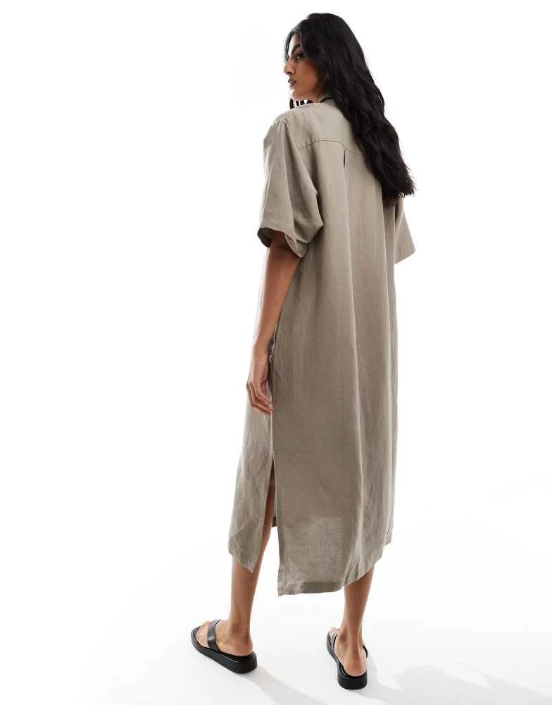 HERA Hera linen mix shirt dress in marsh grey 2