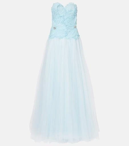 Costarellos Edra floral strapless tulle gown 1