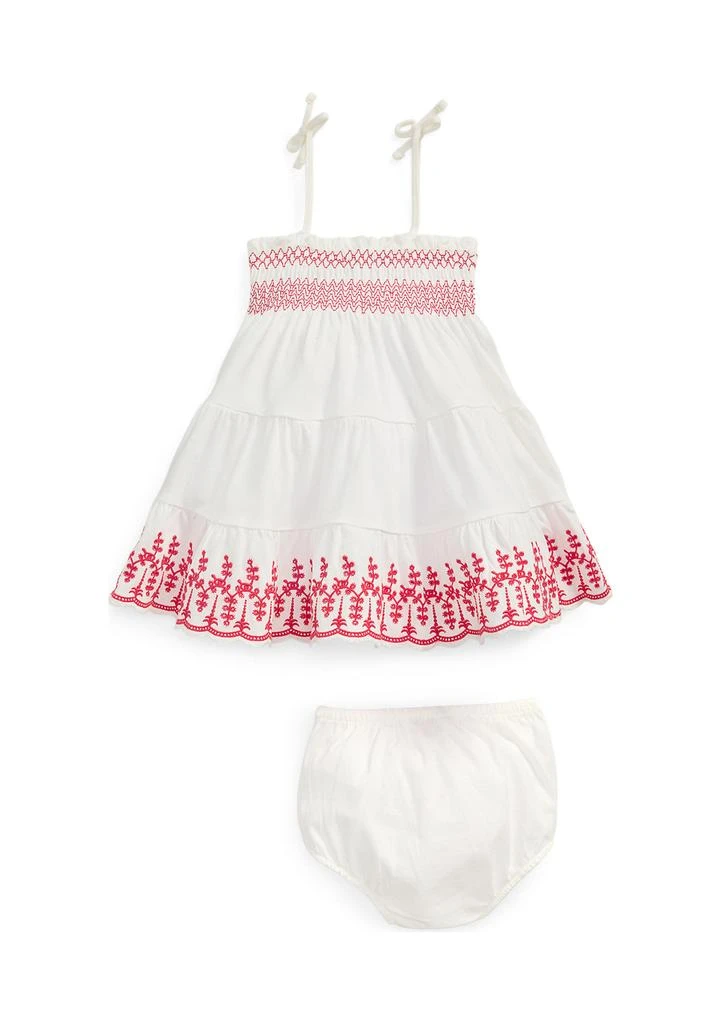 Ralph Lauren Baby Girls Eyelet Cotton Jersey Dress 
Bloomer 2