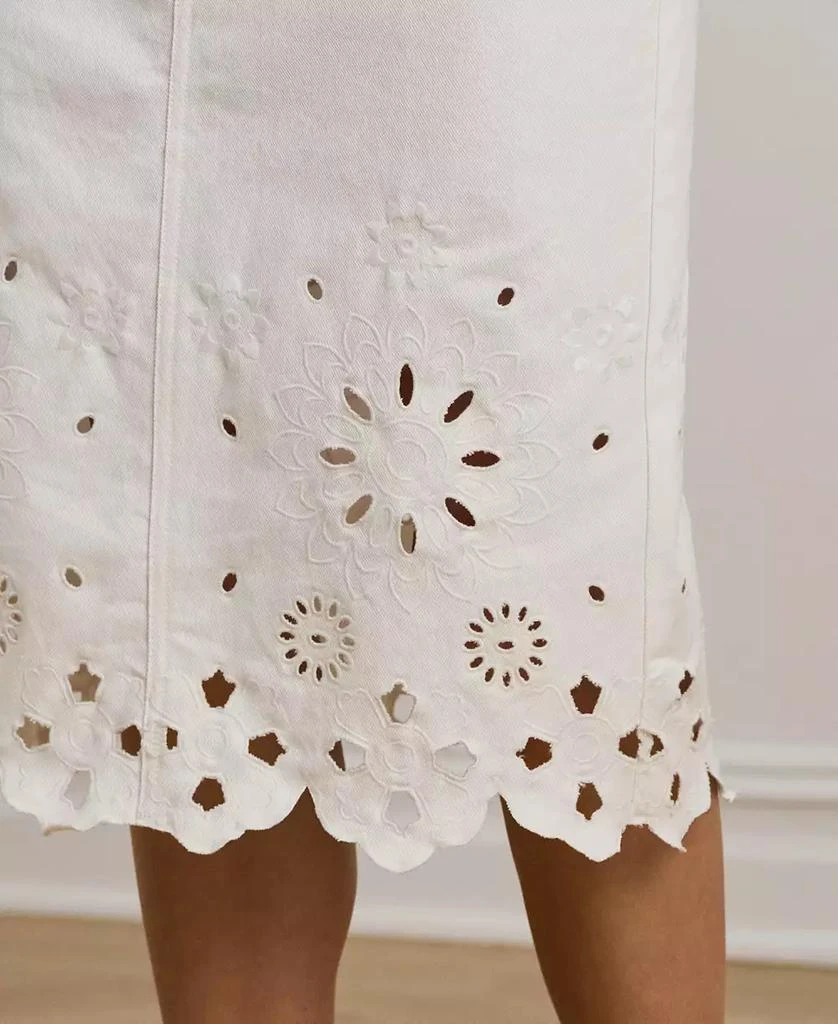 Ralph Lauren Women's Eyelet Denim Midi Skirt 4