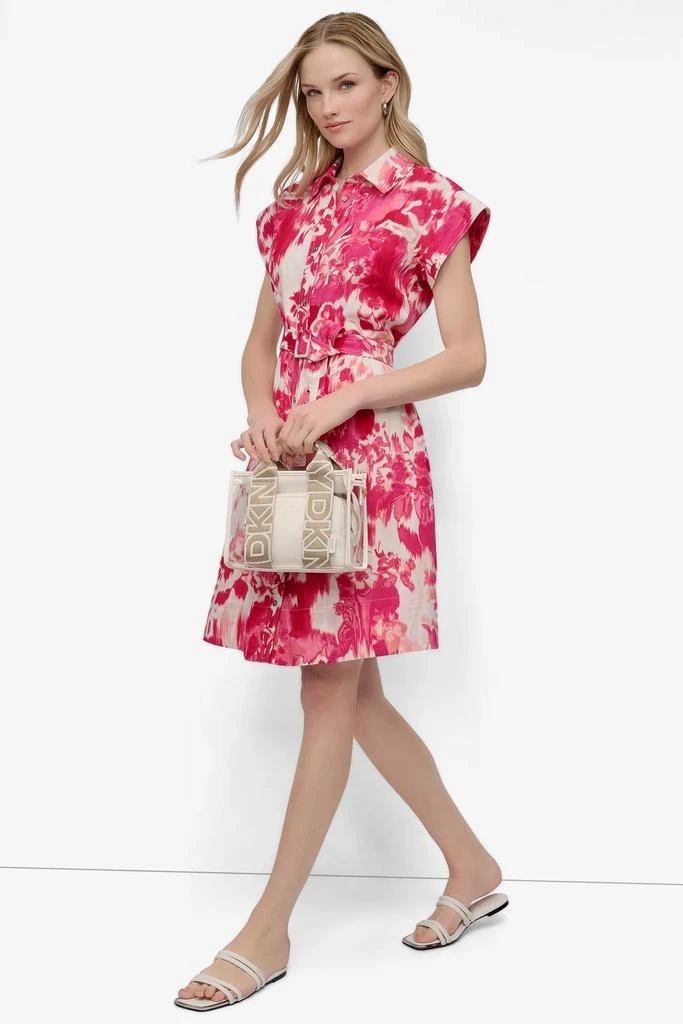 DKNY BELTED FLORAL SHIRT DRESS 3