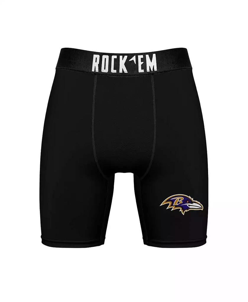 Rock 'Em Men's Baltimore Ravens Primary Crew Socks Boxer Briefs Combo Pack 3