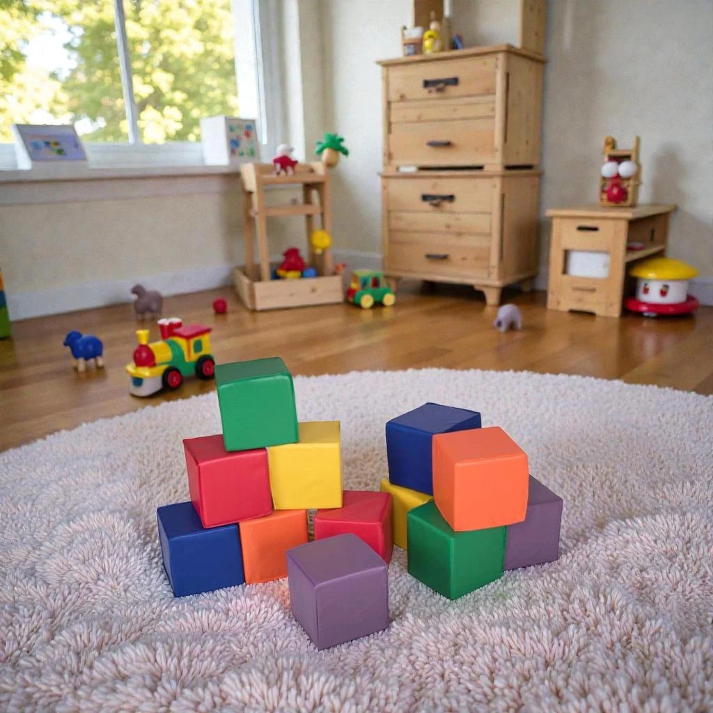 Hivvago 12-Piece Set of 8-Inch PU Foam Blocks for Children’s Building Fun