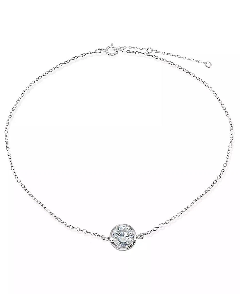 Giani Bernini Cubic Zirconia Round Bezel Stone Ankle Bracelet in Sterling Silver or 18K Gold-Plated Sterling Silver