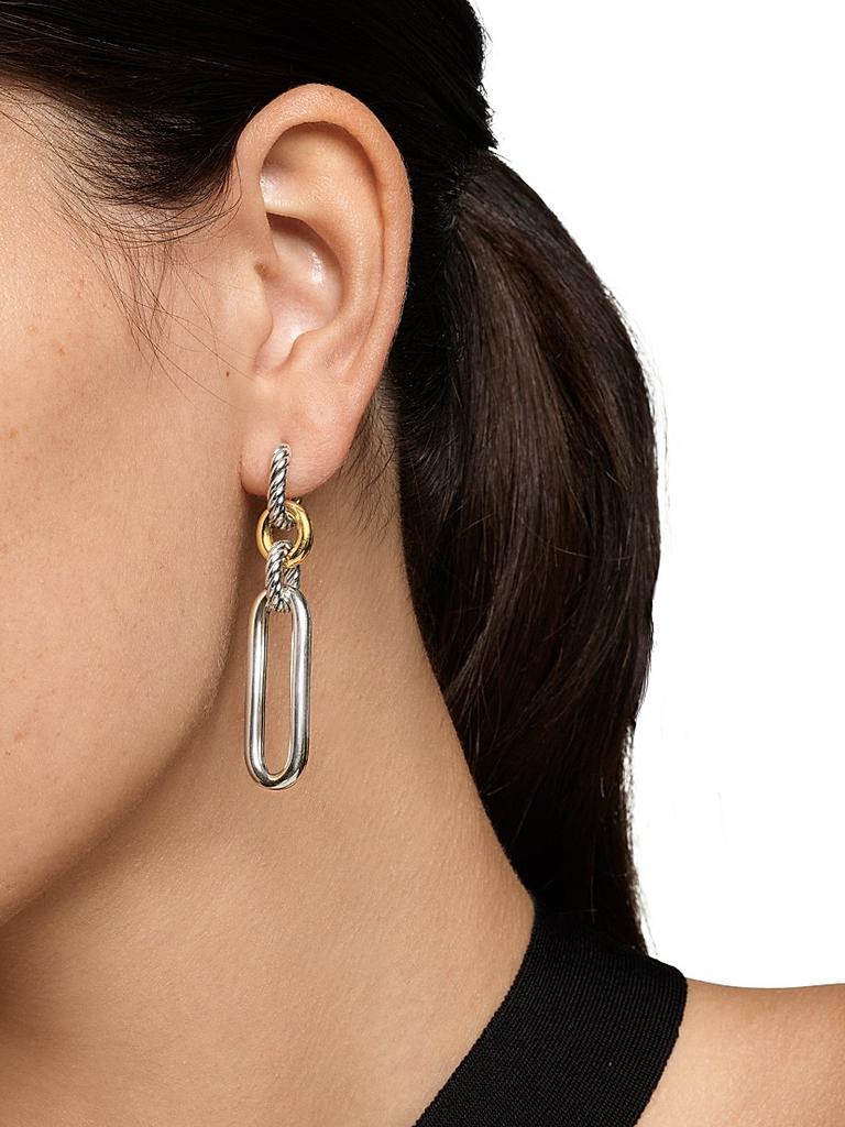 David Yurman Lexington Double Link Drop Earrings in Sterling Silver with 18K Yellow Gold, 54MM