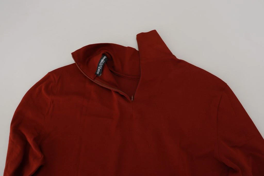 Dolce & Gabbana Maroon Cotton Turtle Neck Zip Sweater 6