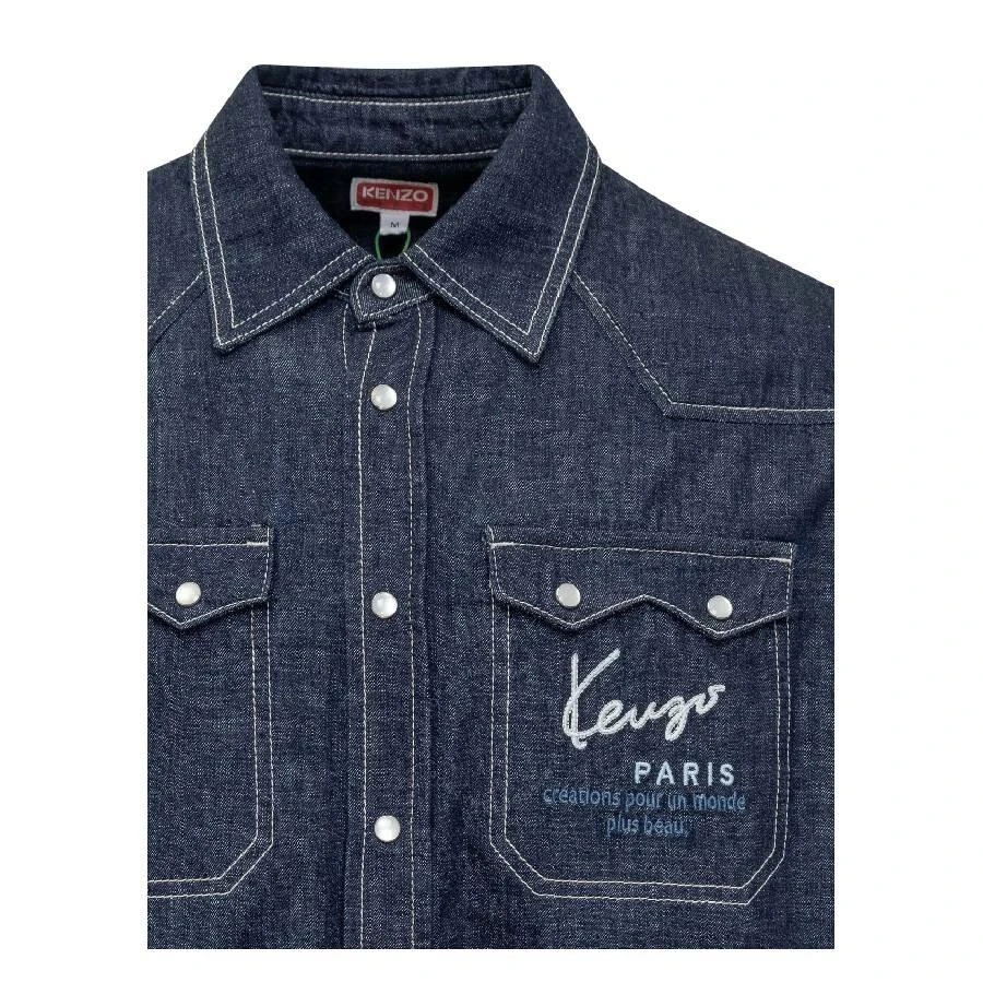 Kenzo Kenzo Embroidered Logo Denim Shirt, Size Medium 3