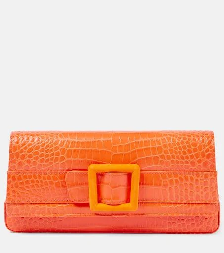 Manolo Blahnik Maygot snake-effect leather clutch 1
