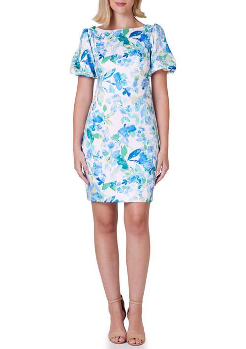 Jessica Howard Howard Womens Floral Printed Scuba Sheath Dress