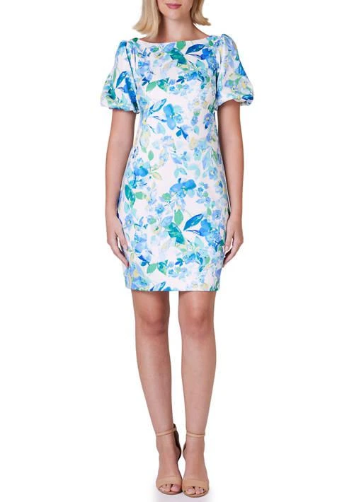 Jessica Howard Howard Womens Floral Printed Scuba Sheath Dress 1