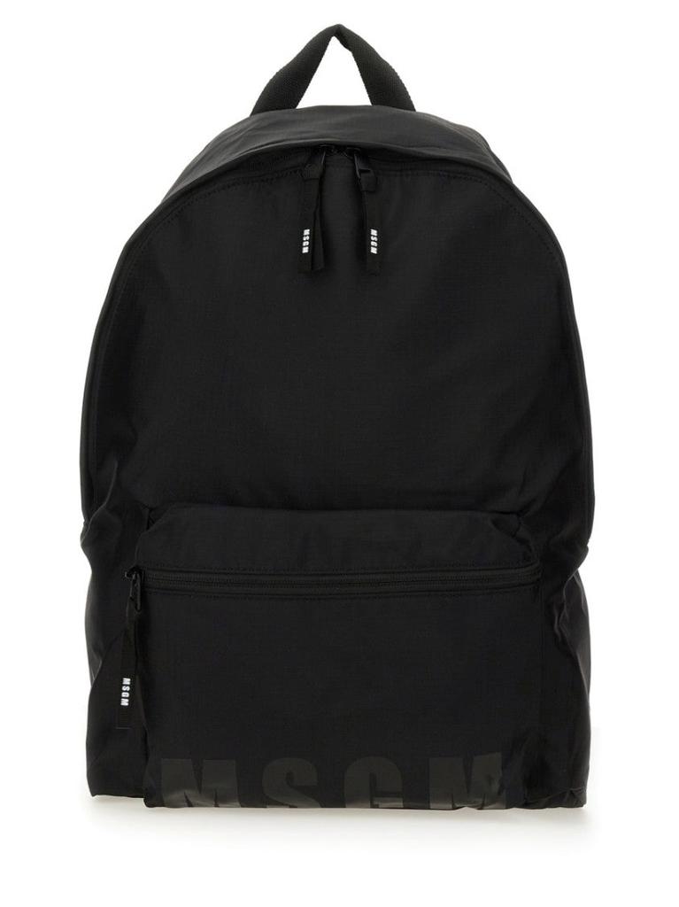 MSGM Black Backpack With Logo