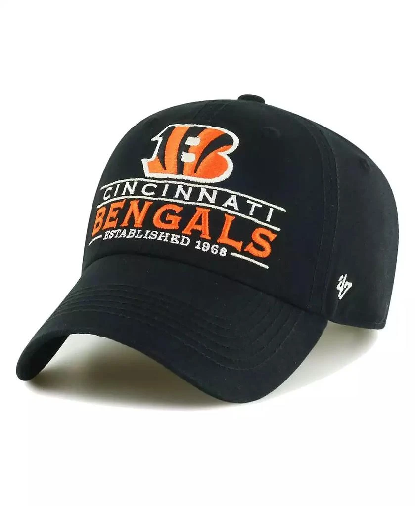 47 Brand Men's Black Cincinnati Bengals Vernon Clean Up Adjustable Hat 2