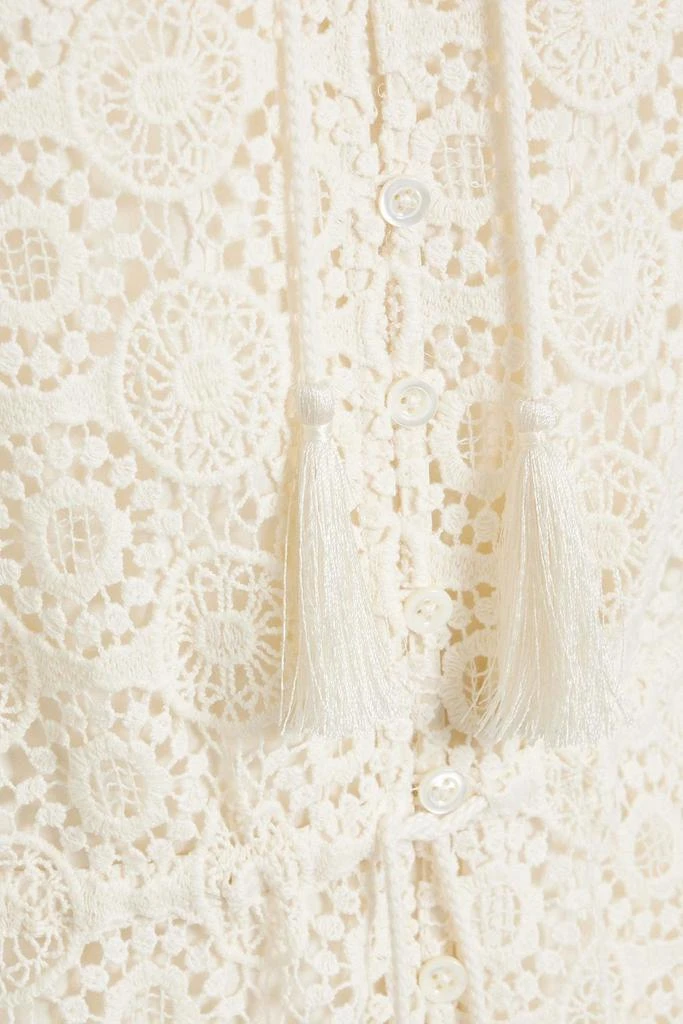 FRAME Tasseled crocheted cotton mini dress 4
