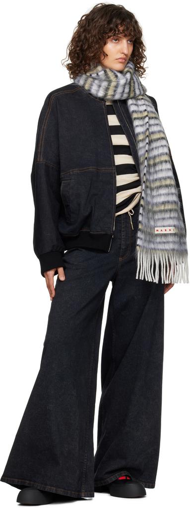 Marni White Striped Wool & Mohair Scarf - Scarves - Compare