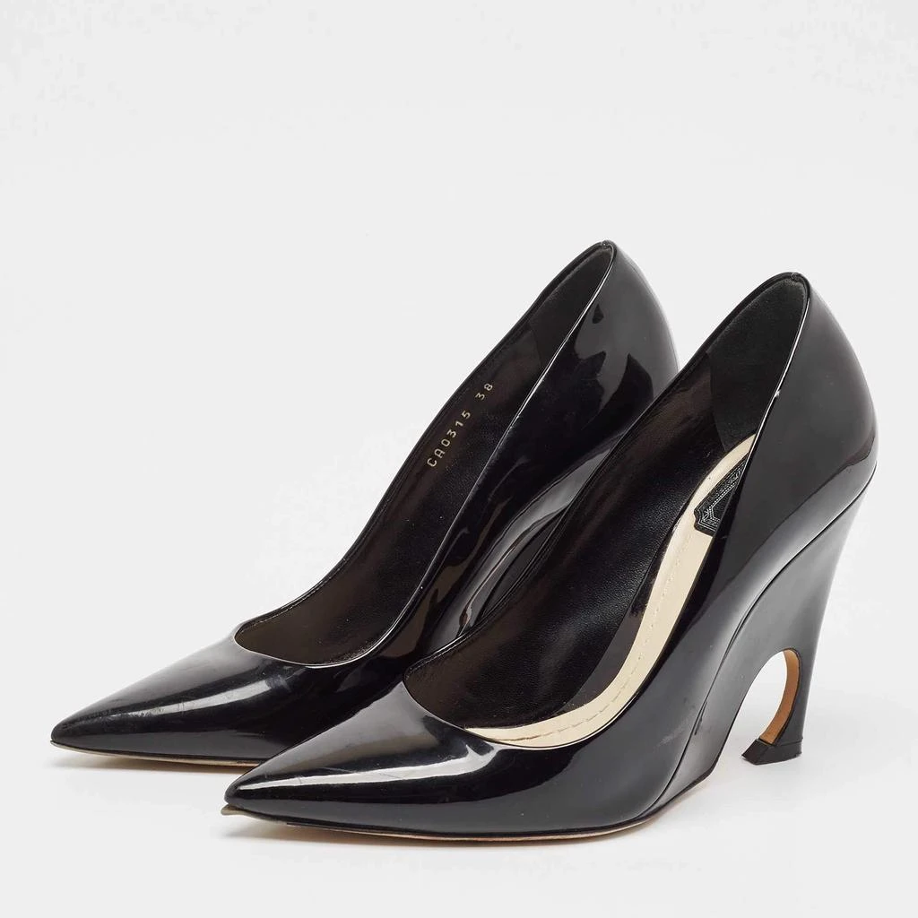 Dior Dior Black Patent Leather Optique Wedge Pumps Size 38 2