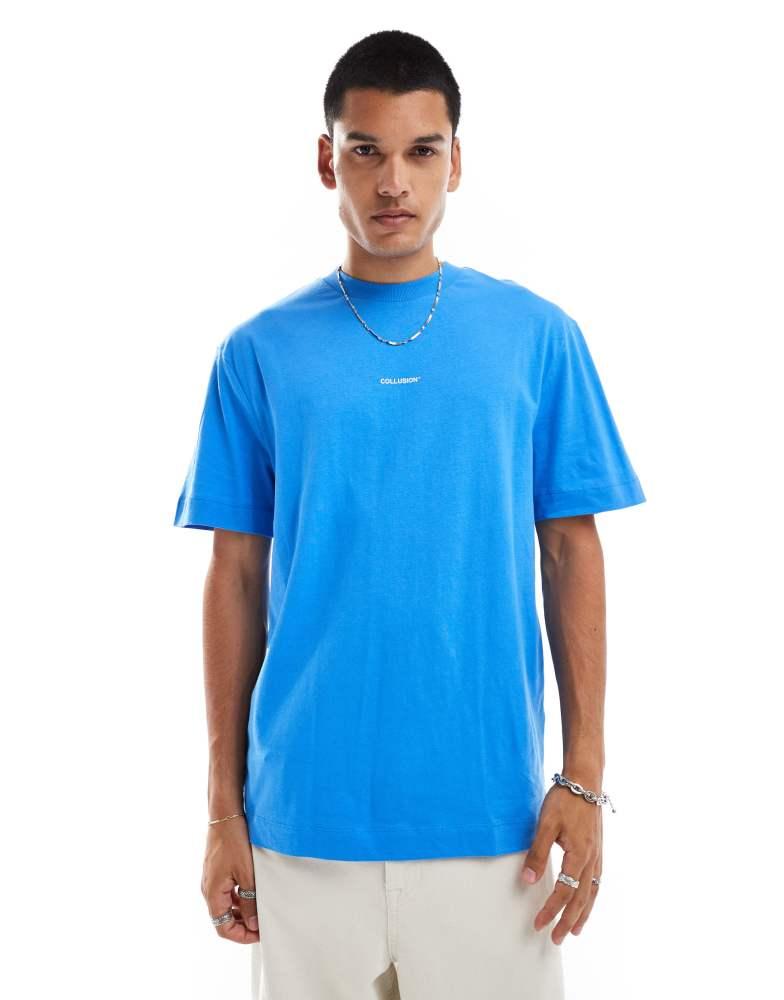 COLLUSION COLLUSION central logo t-shirt in blue