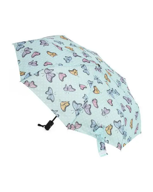 RAINY SKIES Butterflies And Dots Umbrella With Butterfly Charms