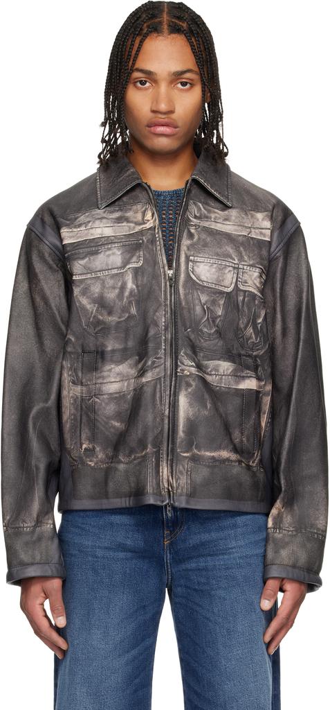 Grained Leather L-HEIN Jacket with Patchworks – On Sale Now with