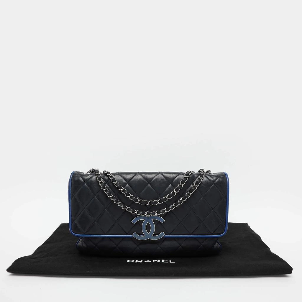 Chanel Chanel Navy Blue Quilted Leather Divine Flap Bag 12