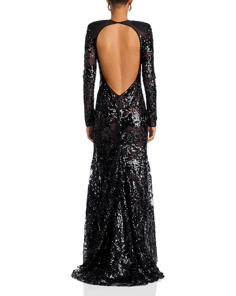 Victoria Beckham Sequin Long Sleeve Gown 4