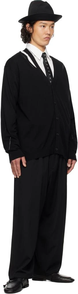 YOHJI YAMAMOTO Black 12G2P Diagonal Shoulder Slit V Cardigan 4