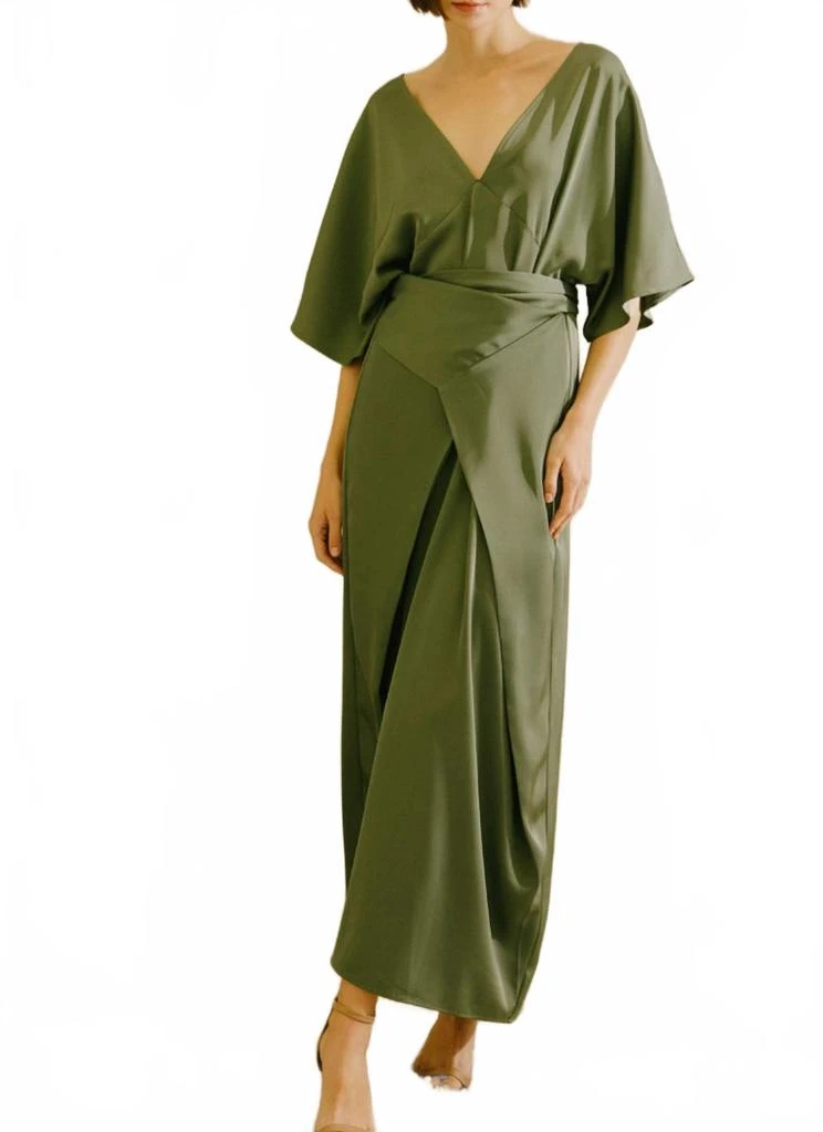 green peppercorn buttermilk dressing Silk Kimono style long Robe with Pockets, Mint Green / Silk Nightwear –  Justīne Valdmane main image 0