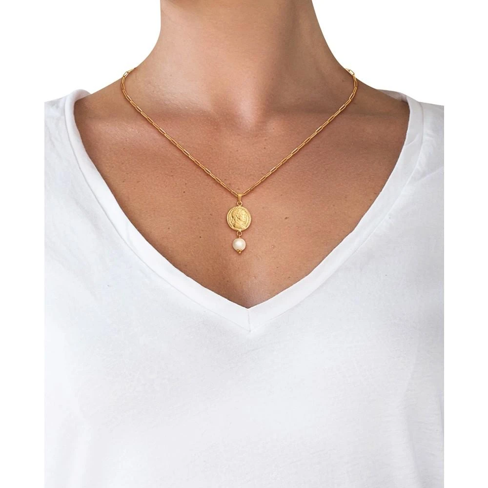 Macy's Pearl Coin 18" Pendant Necklace in 18k Gold-Plated Sterling Silver 2