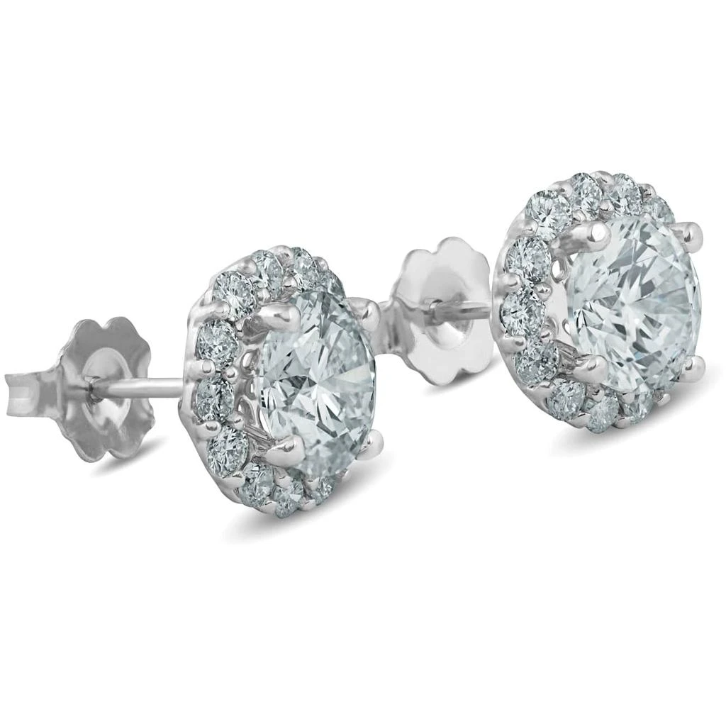 Pompeii3 2 1/5 Ct Halo Diamond Studs 14k White Gold 10mm 2