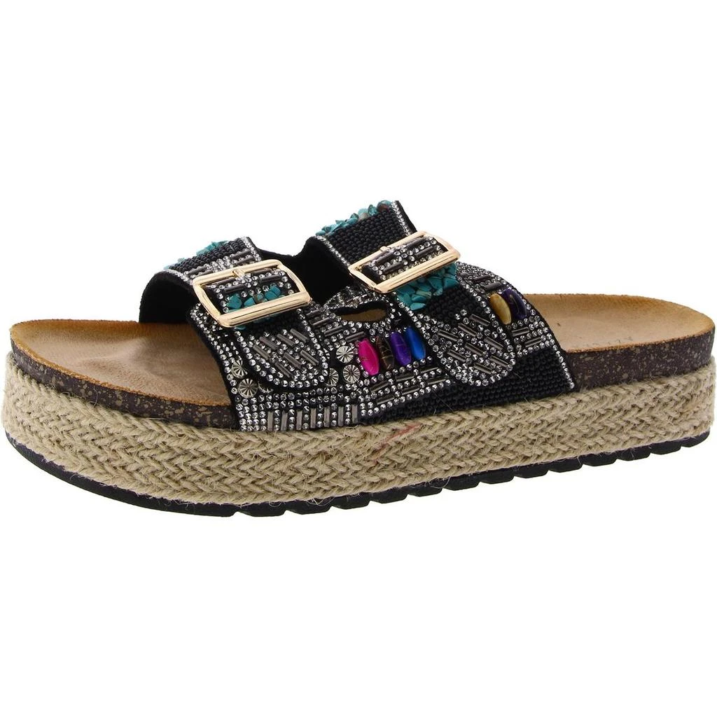AZALEA WANG Kaylum Womens Rhinestone Espadrille Slide Sandals 1