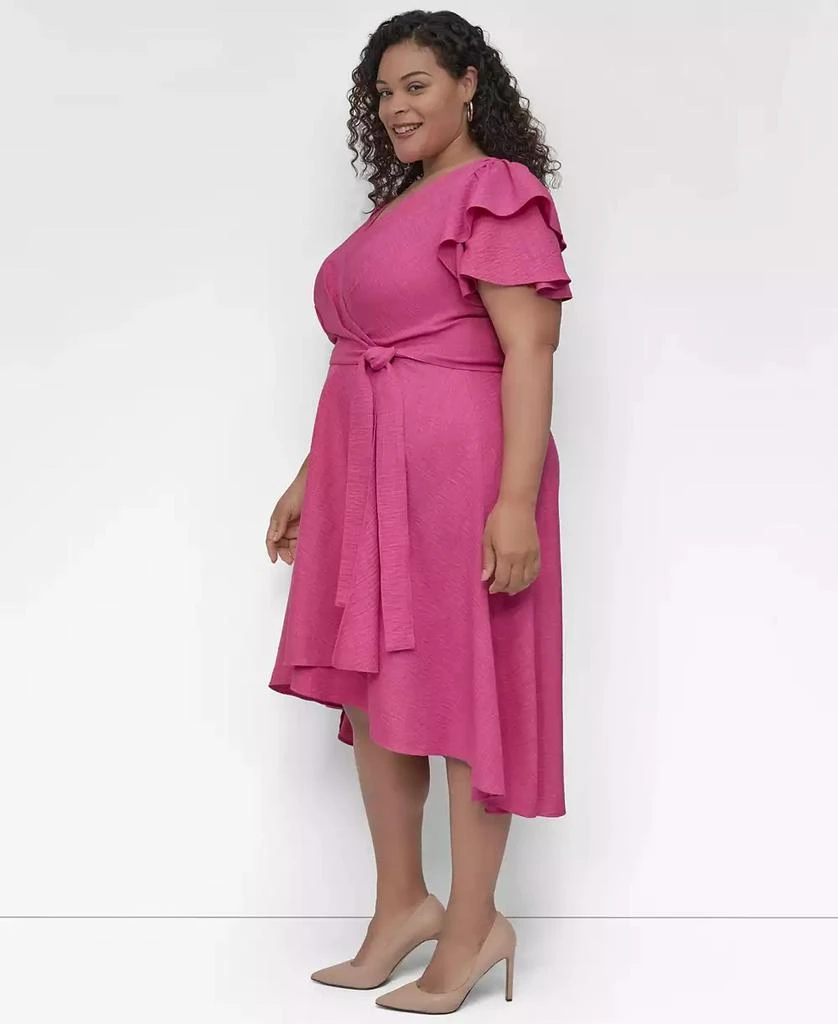 slim fit dress slacks Plus Long Fit and Flare Dress With Illusion Flutter Sleeves, Embellish –  S.L. Fashions