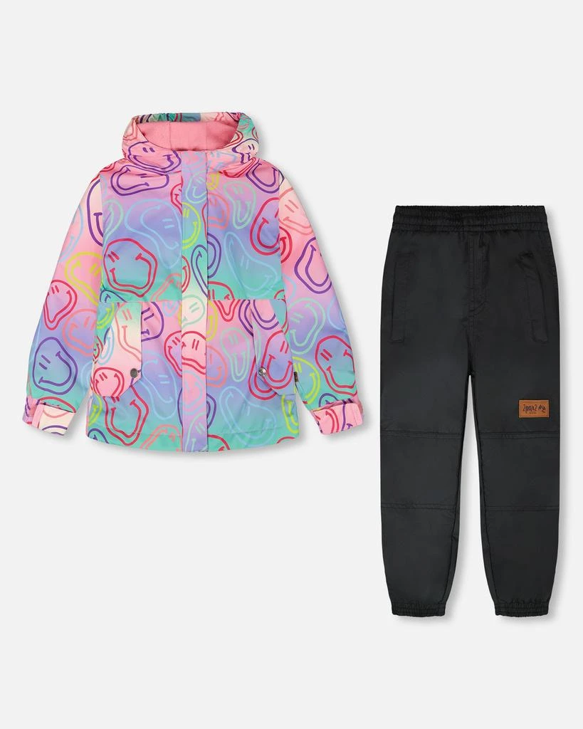 Deux par Deux Insulated Two-Piece Mid-Season Outerwear Set Multicolored Printed Smileys