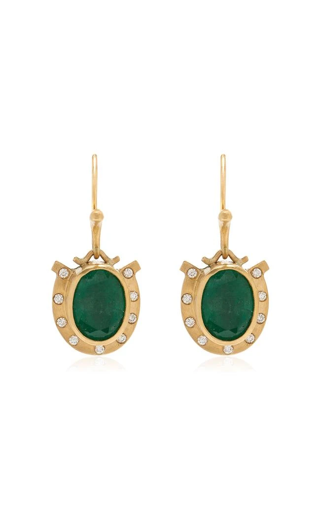 Annette Ferdinandsen Annette Ferdinandsen - Paloma 18K Gold; Diamond; Emerald Earrings - Green - OS - Moda Operandi - Gifts For Her 1