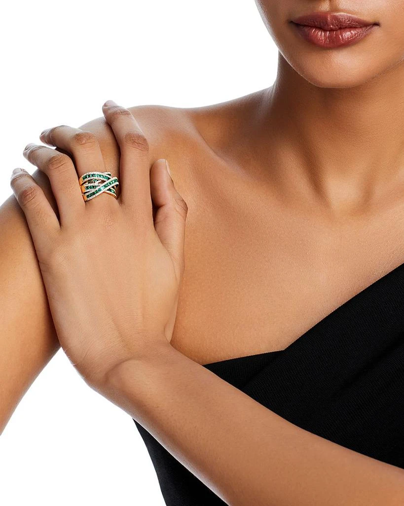 Bloomingdale's Emerald & Diamond Crossover Ring in 14K Yellow Gold 2